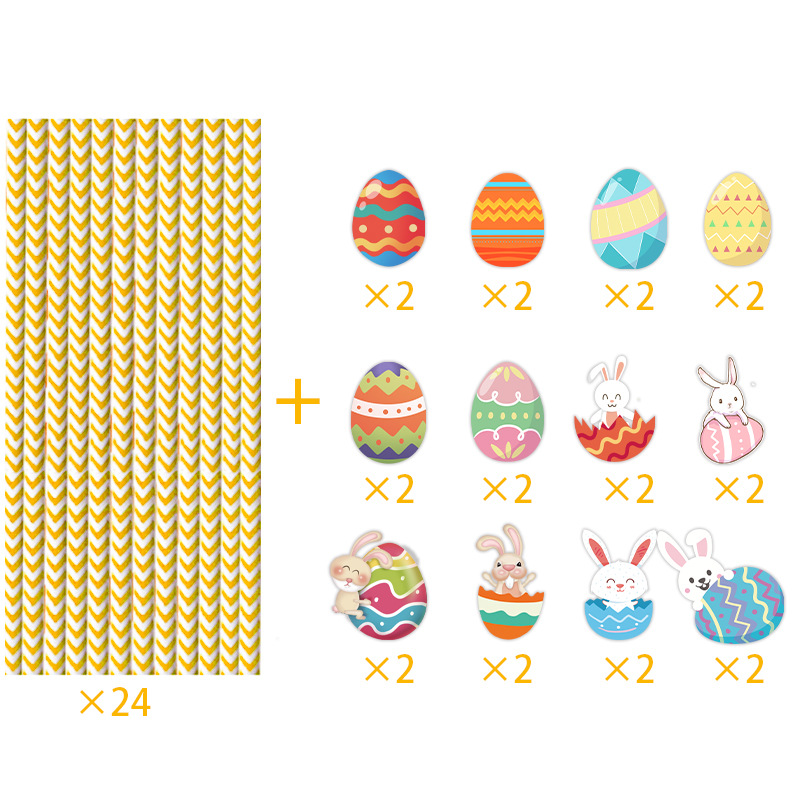 Easter Simple Style Classic Style Color Block Paper Holiday Daily Drinking Straw display picture 6