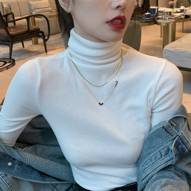 Daily Occasion Titanium Steel Material Elegant Heart Shape Titanium Steel Plating Layered Necklaces