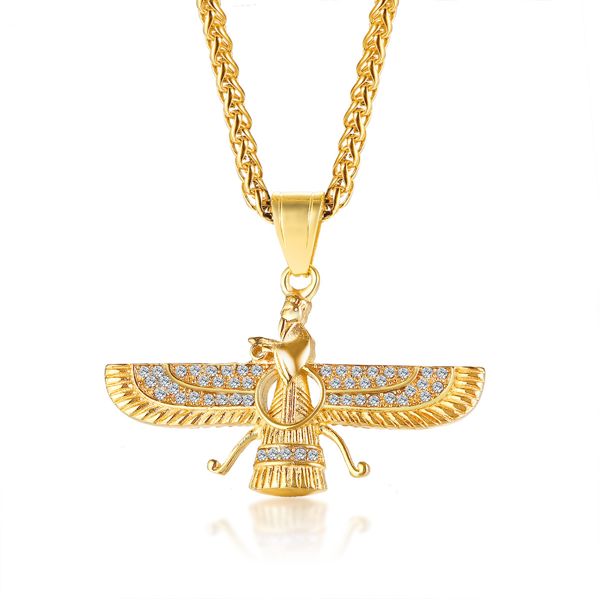 Men's Pendant Titanium Rhinestone Soroasian Symbol Faravaha Men's Necklace PN1202