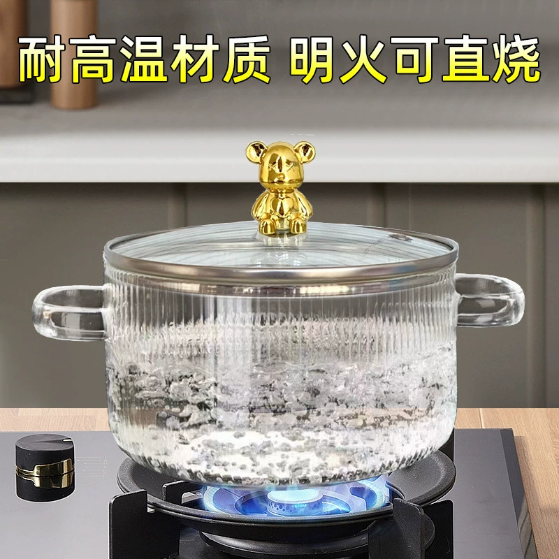 Каменная посуда? wait careful: It says high borosilicate glass pot open flame gas direct burning multifunctional instant noodles bowl double ear soup pot stew pot factory foreign trade