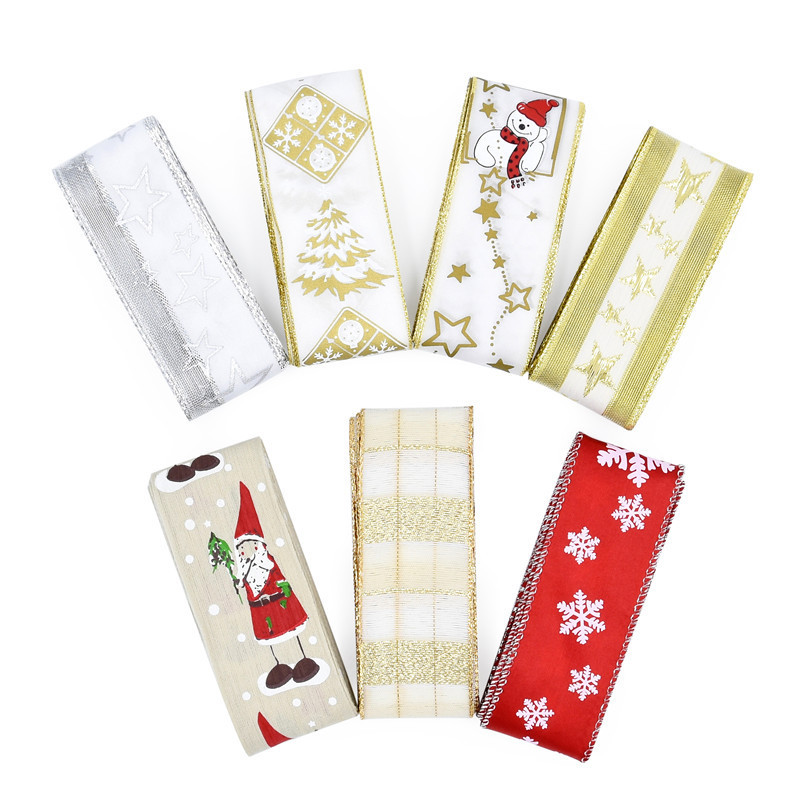 4cm de ancho AliExpress Navidad tejido Jacquard cinta de tela muñeco de nieve en ambos lados del árbol de Navidad cinta de alambre 2 yardas