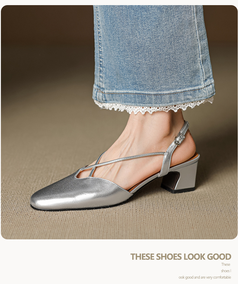 Sandal cao gót nữ mũi kín quai chéo buộc dây phong cách Hàn Quốc — đen chi tiết 12