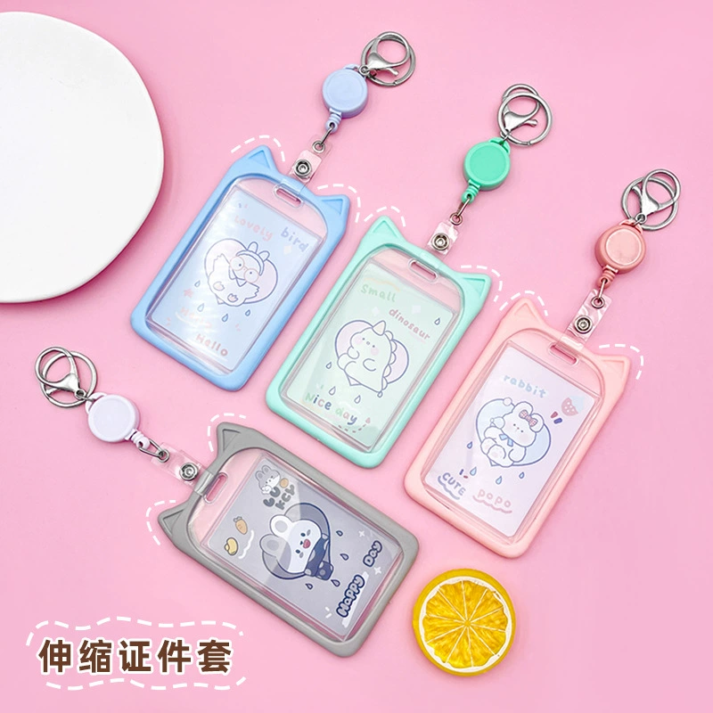 Креативный мягкий силиконовый набор кошачьих ушей, студенческий кампус, автобус, метро, карта питания, контроль доступа граждан с защитным чехлом на ремешке