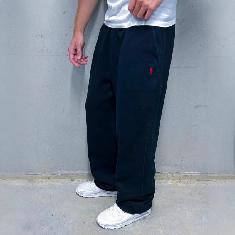 Cross-Border European and American Retro Y2K Street Fashion Hip-Hop Casual Elastic Waist Zipper Loose Solid Color Sports Casual Pants