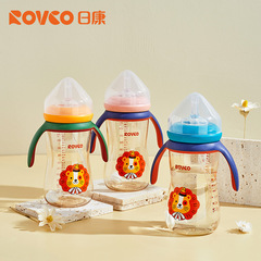 日康N1062寶寶ppsu奶瓶 寬口徑吸管奶瓶1歲上大寶寶斷奶奶瓶300ml
