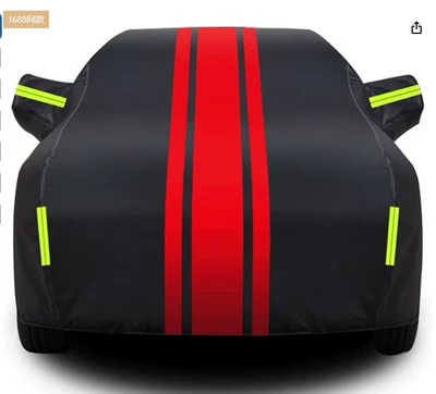 Car clothing — Ready-Made Car Cover, Full Coverage - 2s-hatchback-small-size-black-car-cover-with-red-top