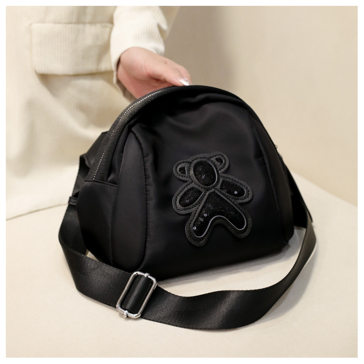 commuter leisure bear sequined Oxford cloth bag crossbody bag chest bag shell bag_voghion.com