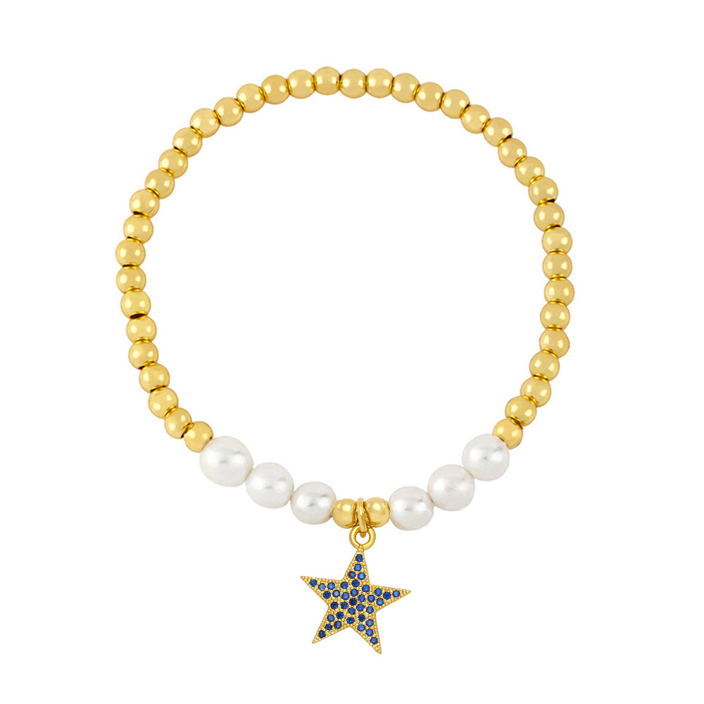 Fashion Star Copper Bracelets Pearl Inlay Zircon Copper Bracelets