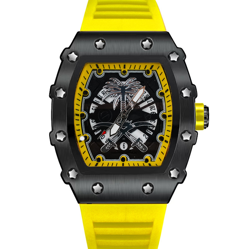 Zido New Casual Fashion High-end Handsome Quartz Waterproof Luminous Barrel Men's Watch Coconut Tree