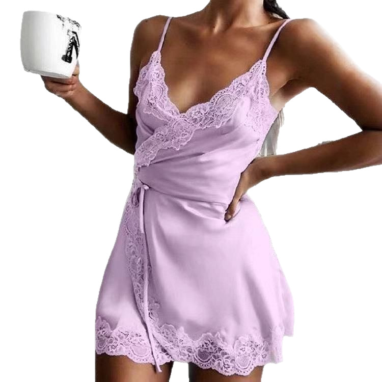 GraceChic GraceChic Commerce extérieur européen et américain Ventes transfrontalières Nuisette Femme Satin extensible Lingerie en dentelle Accueil_voghion.com