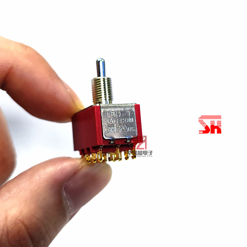 台湾salecom SH T845-TGBR-E-H 12脚3档 ON ON ON 3开摇臂开关T80