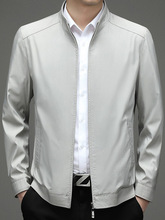 爸爸春装外套中年男士薄款立领休闲夹克衫40岁50春秋季中老年上衣