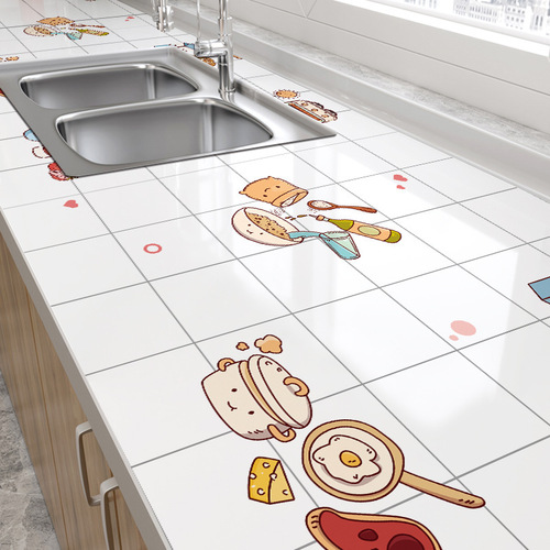 Kitchen Range Hood Oil-Proof Self-Adhesive Waterproof High-Temperature Wall Sticker Countertop Renewal Wallpaper Marble