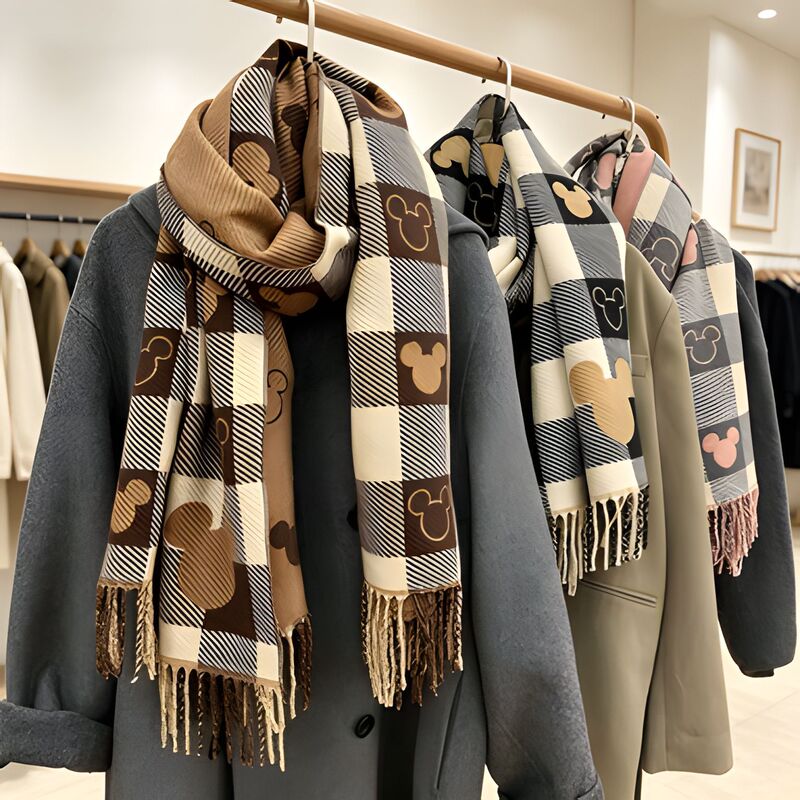 Korean-style heart-patterned plaid scarf for women, a lightweight and luxurious shawl for autumn and winter, providing warmth and serving as a stylish outer layer or a small cape Korean-style heart-patterned plaid scarf for women, a lightweight and luxurious shawl for autumn and winter, providing warmth and serving as a stylish outer layer or a small cape