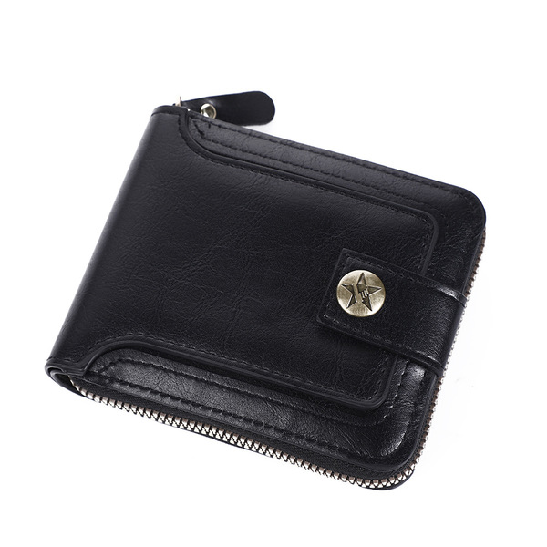 short retro fashionable capacious wallet with zipper