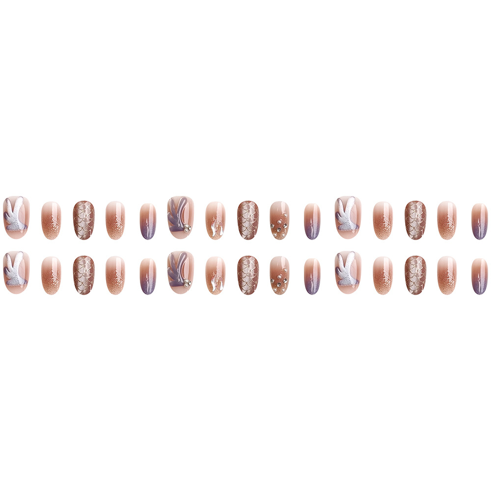 Dimensional taladro de cola de pescado desgaste de uñas, ojos de gato puros, gradiente de clareamiento de uñas, 30 piezas de parche de uñas de vibración, lote mixto