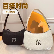 韩国MLB压纹深印纹路斜挎腋下包NY手提单肩包时尚运动休闲百搭包