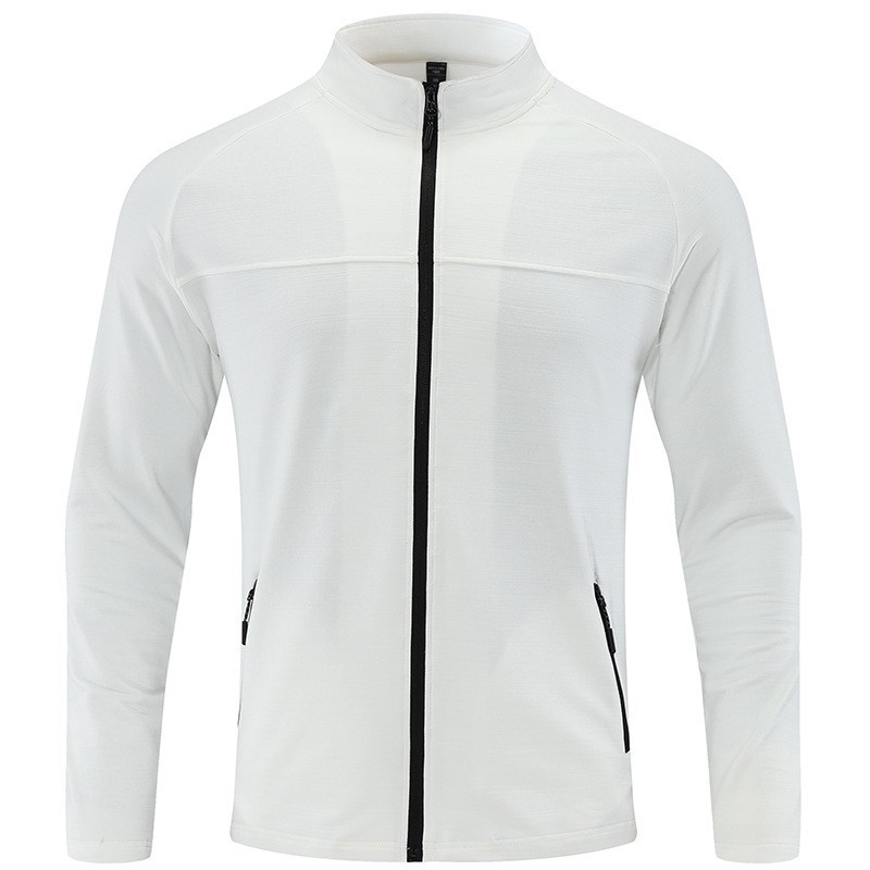 Hombres secado rápido elástico chaqueta de manga larga al aire libre montañismo ropa de carrera de cuello vertical chaqueta a prueba de viento cardigan transpirable moda