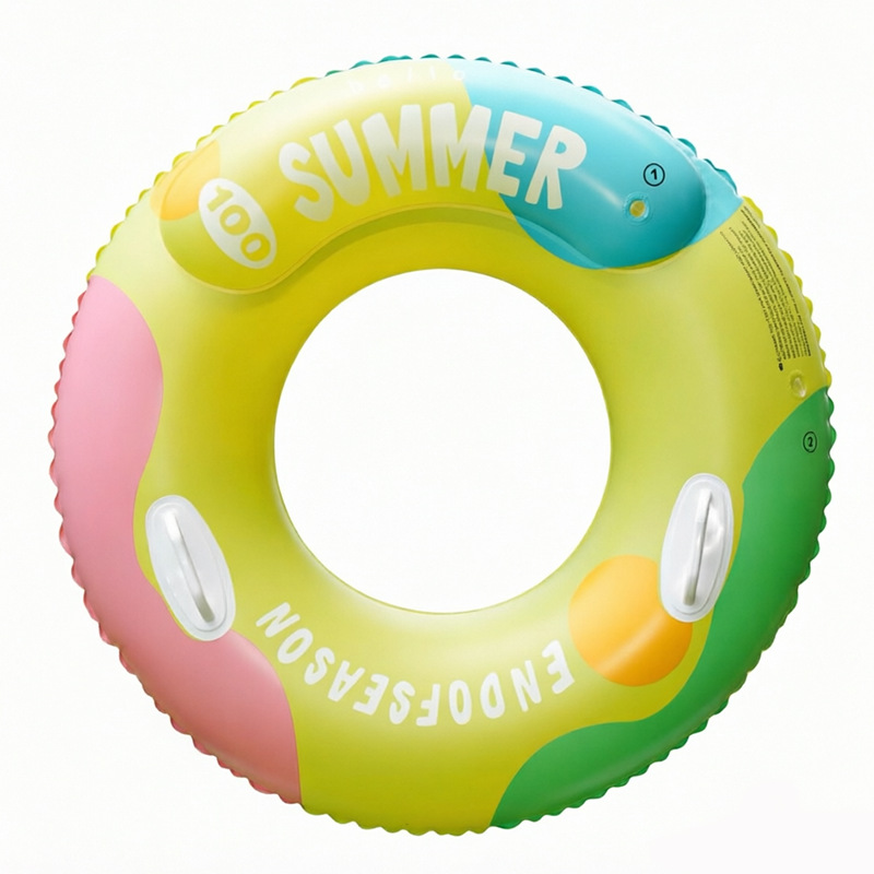 Transfronterizos ampliados con mango de barco de anclaje arco iris anillo de natación para adultos anillo de natación infláble arco iris de gran tamaño para hombres y mujeres