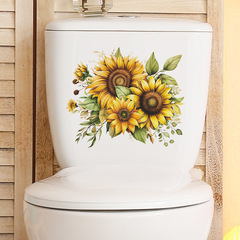 外貿春天向日葵花朵兒童臥室馬桶貼家居裝飾牆貼貼紙自粘批發跨境