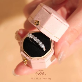 S925 Sterling Silver Seven-Star Row Ring Stacked with Mosan Diamond Ring Women's All-match Tail Ring Cross-border Foreign Trade Valentine's Day Gift
