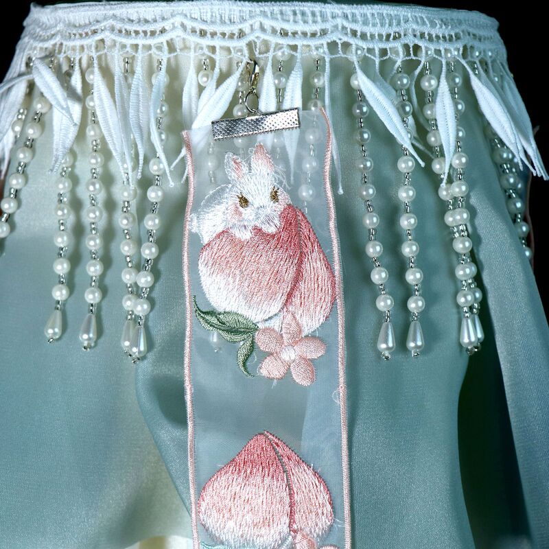 新商品紗灯ウサギ提灯漢服古風アクセサリー撮影道具刺繍生地【桃兎灯】|undefined