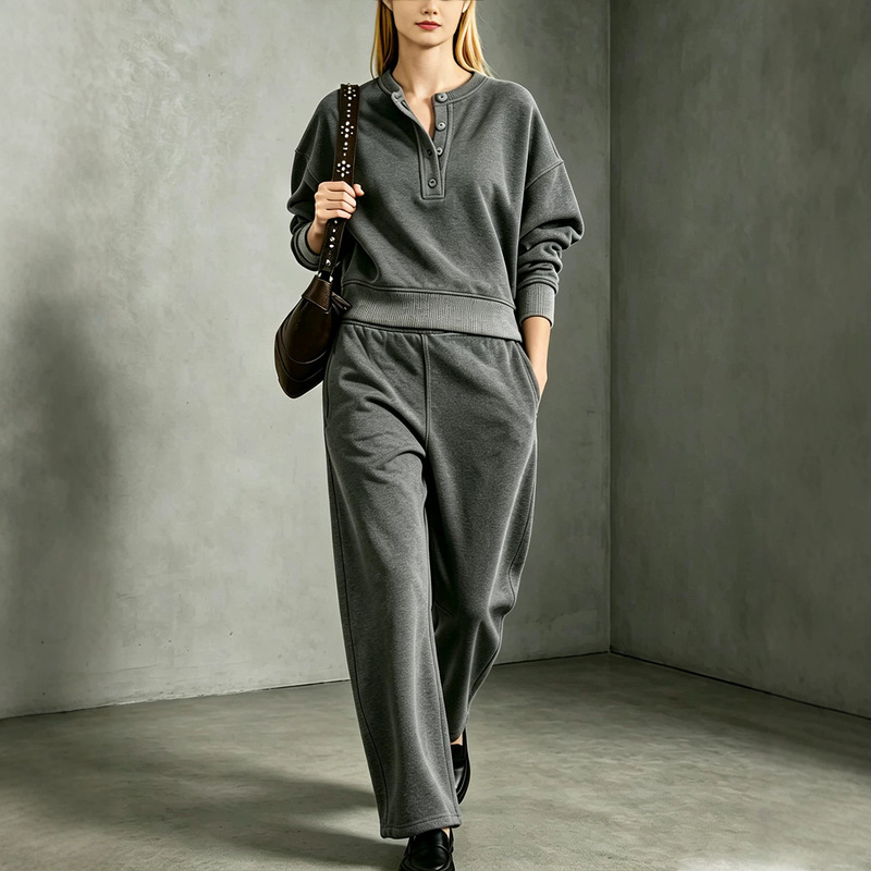 European and American Cross-Border Women's Clothing 2026 Autumn New Loose Casual Fashion Long-Sleeve Sweatshirt and Sweatpants Versatile Two-Piece Set European and American Cross-Border Women's Clothing 2026 Autumn New Loose Casual Fashion Long-Sleeve Sweatshirt and Sweatpants Versatile Two-Piece Set