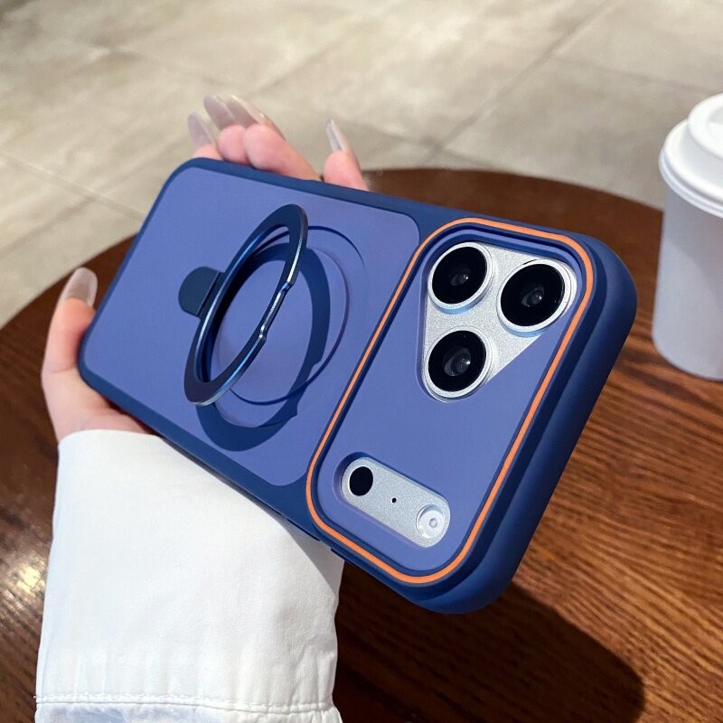 Marco transfronterizo gran ventana para iPhone17pro teléfono móvil Apple 14 / 13 sensación de piel esmerilado soporte de succión magnética