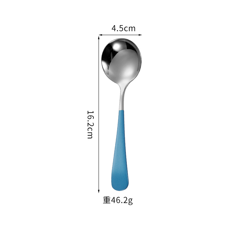 304 de acero inoxidable red cuchara roja ins cuchara de cabeza redonda engrosada hogar coreano cuchara redonda cuchara de arroz cuchara de postre