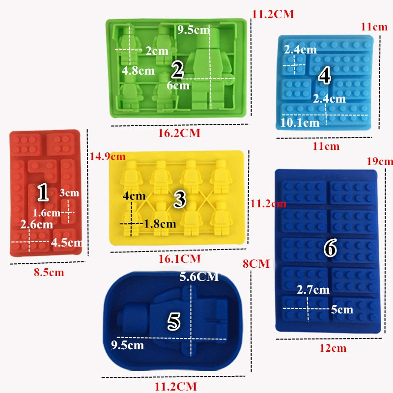Silicone Molds (Constructor) Robot & Building Block Shapes, Heatproof −40–230°C, Multi-size Set