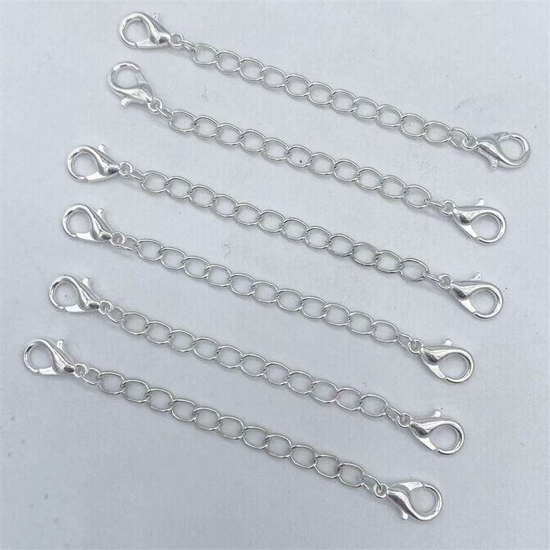 Hebilla de langosta de doble cabeza con cadena de cola cadena ajustable Cadena de extensión de cadena de cuerda de cuero material de joyería de bricolaje Cadena de todo partido al por mayor