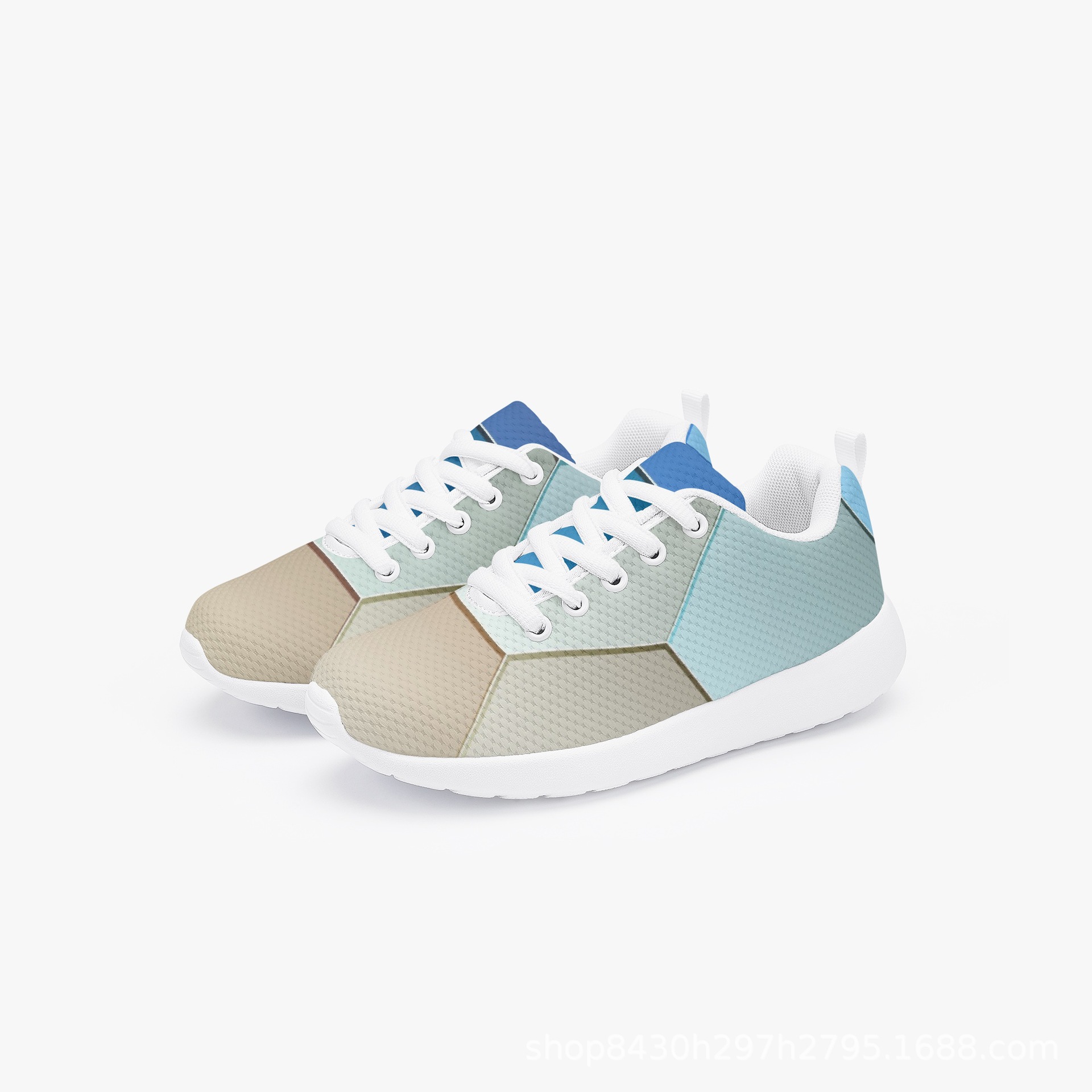 跨境新款低帮儿童网面透气运动鞋印花休闲鞋来图定 制一件代发