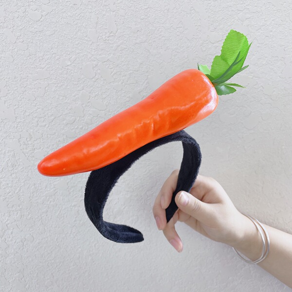 抖音搞笑仿水果胡萝卜发箍女大葱可爱发窟创意辣椒头箍仿真发饰