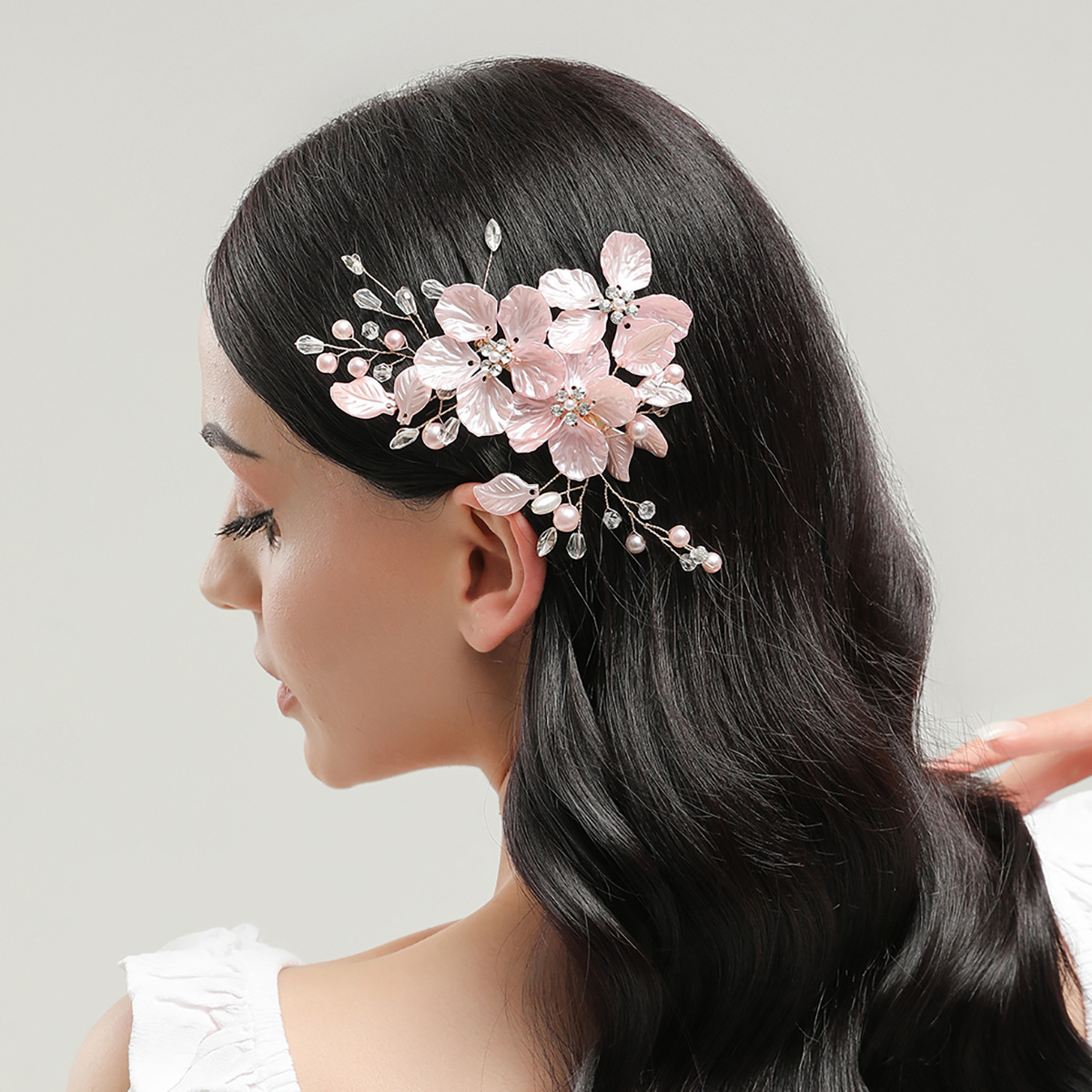 Haarschmuck für Damen und Mädchen, mit Strasssteinen, Blumen, für die Braut, Hochzeit, Haarranke, Perlen, Blätter_voghion.com
