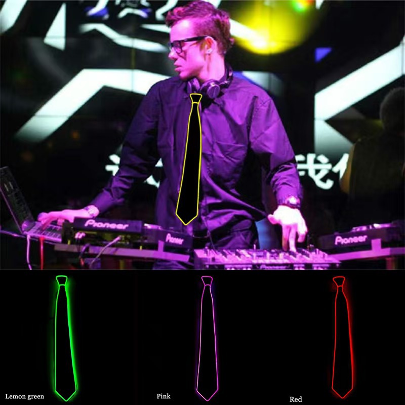 Fabricante al por mayor EL corbata luminosa nueva corbata creativa luminosa luz de noche bar ambiente accesorios accesorios corbata LED