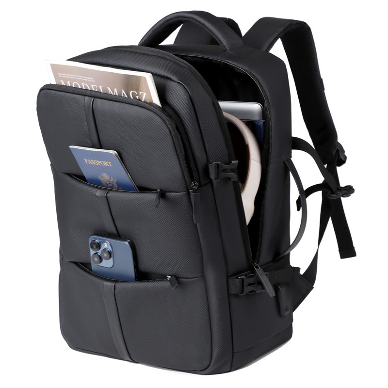 Mochila de viaje expandible, bolsa portátil de computadora portátil para hombres, mochila multifuncional de carga USB
