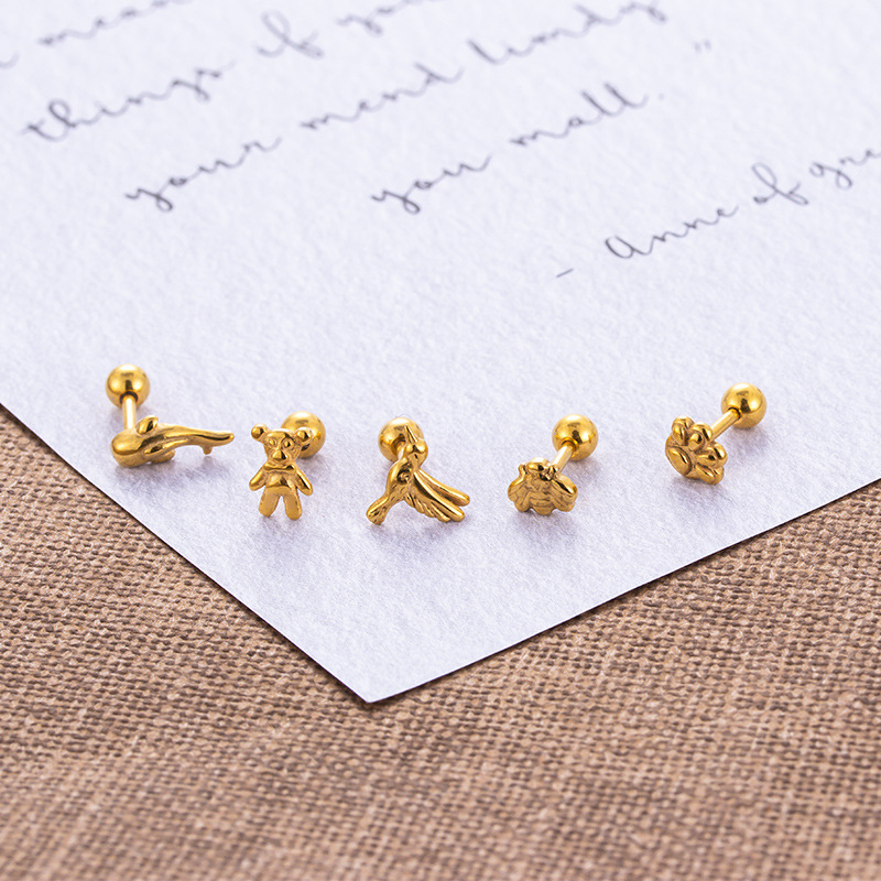 1 Piece Quantity 1 Piece 316L Stainless Steel Ear Cartilage Rings & Studs Bear Waterproof Non Tarnish Surgical Steel
