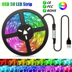Cross-border hot sale 5050RGB light strip 5v low voltage light strip led self-adhesive USB cable control TV background atmosphere light bar