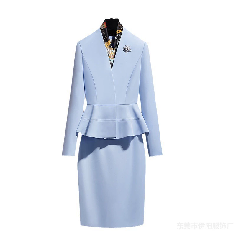 Elite skirt, beige set, classic suit jacket, fashionable overall
