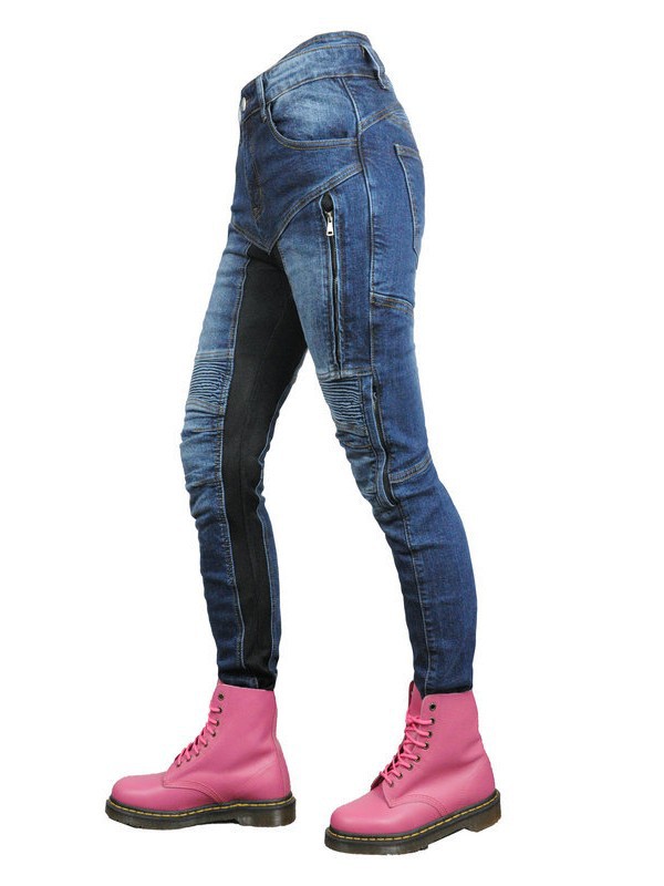 Volero motocicleta jeans Mujer verano malla transpirable alta cintura motocicleta pantalones de montar Kevlar silicona protectora