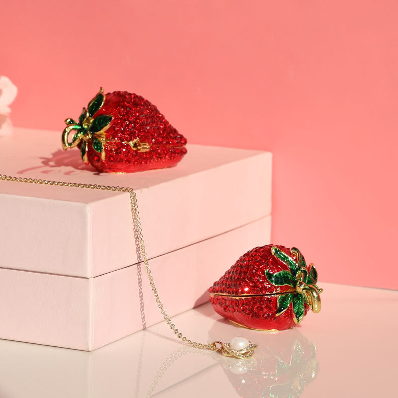 草莓首饰盒高档ins风日本饰品盒耳环饰品戒指收纳礼物婴儿牙盒