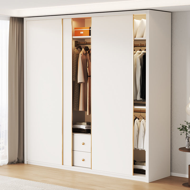 Solid wood ENF grade sliding door wardrobe household bedroom modern…
