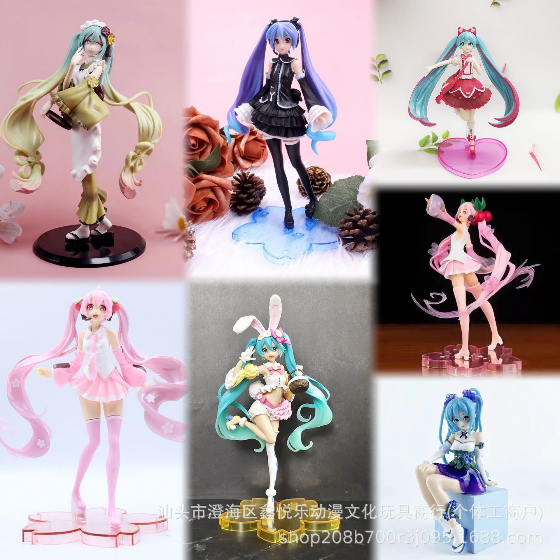 Figura de Hatsune Miku, Conejita de Pelo Largo, Chica Bonita Bidimensional, Decoración de Escritorio, Modelo Mini