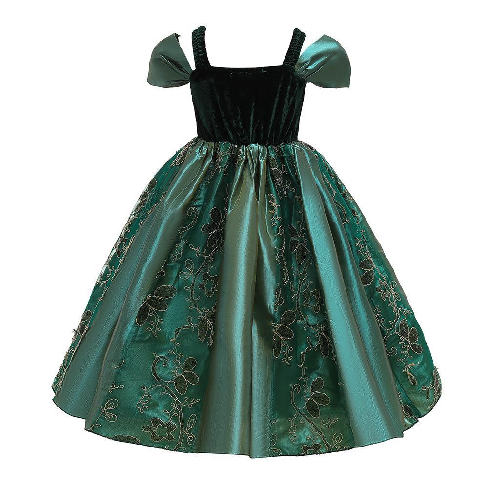 Vestido de princesa Anna y Elsa de Frozen 2 transfronterizo, vestido con tirantes, vestido de un solo hombro, vestido para niños, ropa infantil