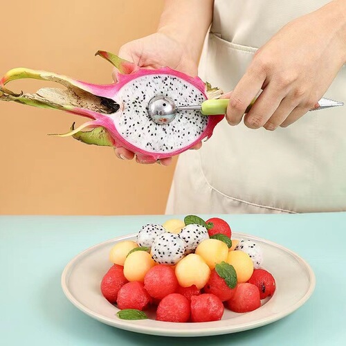 Three-in-one fruit scooper, double-headed multi-function watermelon scooper, cantaloupe scooper, three-piece set for fruit scooping