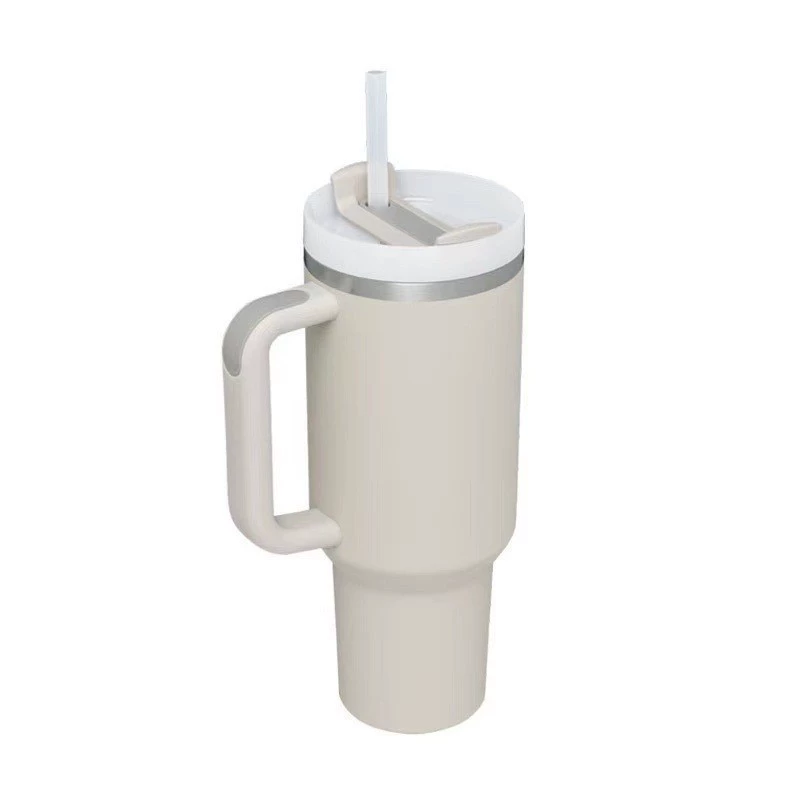 Двухслойная стеклянная кружка для чая, 40 oz (1200 мл), утолщённая, с крышкой и трубочкой
