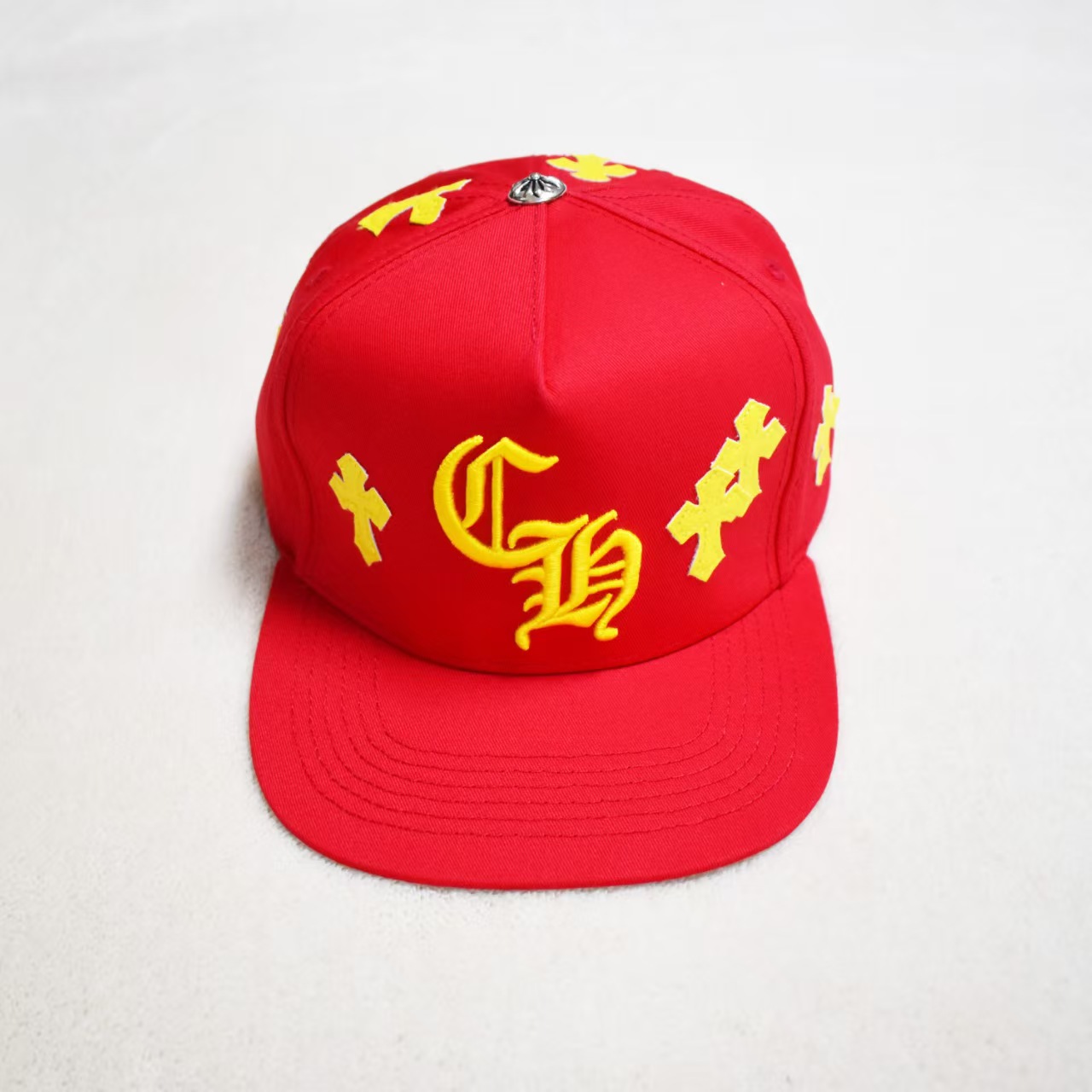 Sombrero para el sol CH Cro de verano para parejas nuevas de moda americana, sombrero de hip-hop de ala plana bordado a la moda ~ sombrero de malla de béisbol