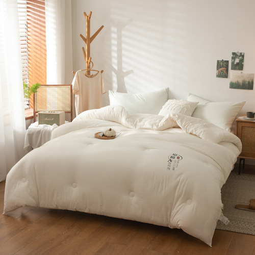 Original Cotton Soy Fiber Thick Winter Comforter Core Spring and Autumn Four Seasons Cotton Comforter Student Dormitory Sheet Set Group Purchase Wholesale