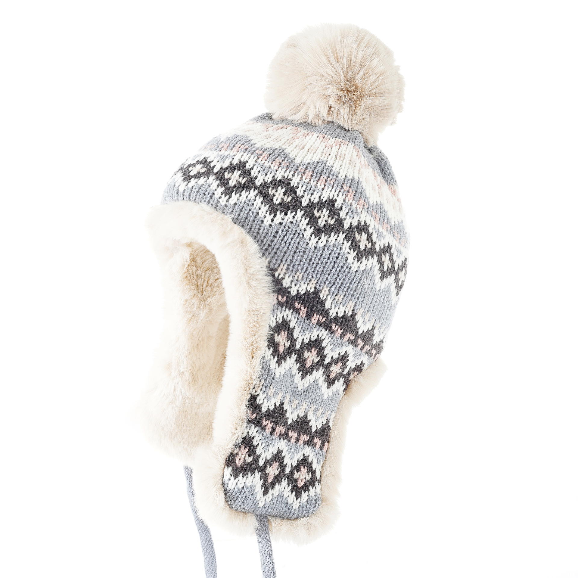 Sombrero de lana coreano lindo Lei Feng sombrero femenino Otoño e Invierno protección del oído cálido punto invierno nieve Bola de piel sombrero de lana