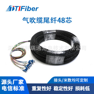 Teritong Large Core Black Air Blow Cable 48 Core Single Mode Outdoor 12 Color Lc Connector Carrier Grade Pigtail Customization